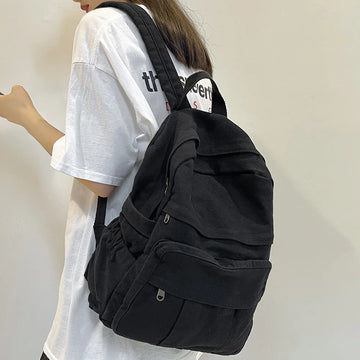 Xajzpa Simple Backpacks Large Capacity Travel Bag Solid Harajuku Student Schoolbag Backpack Women Man Bag Unisex High Street